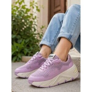 Diesel S-Herby LC Chunky Platform Sneakers Lilac Mesh Womens US 8 EU 38.5 Comfy